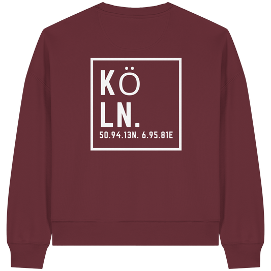 Köln Koordinaten (großer Druck auf dem Rücken) - Womens Organic Boxcut Sweatshirt