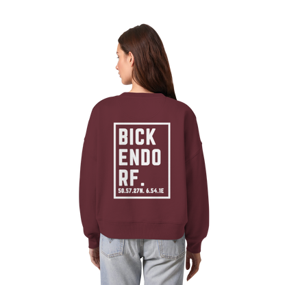 Bickendorf Koordinaten (großer Druck auf dem Rücken) - Womens Organic Boxcut Sweatshirt