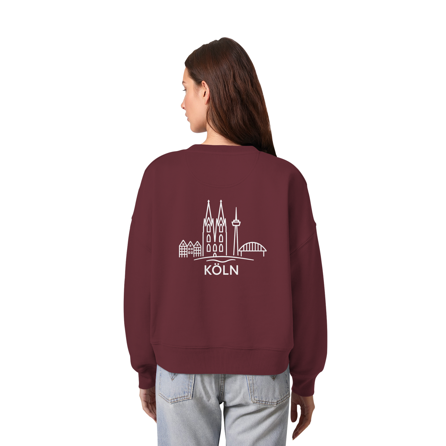 Köln Skyline (großer Druck auf dem Rücken) - Womens Organic Boxcut Sweatshirt