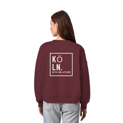 Köln Koordinaten (großer Druck auf dem Rücken) - Womens Organic Boxcut Sweatshirt