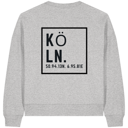 Köln Koordinaten (großer Druck auf dem Rücken) - Womens Organic Boxcut Sweatshirt