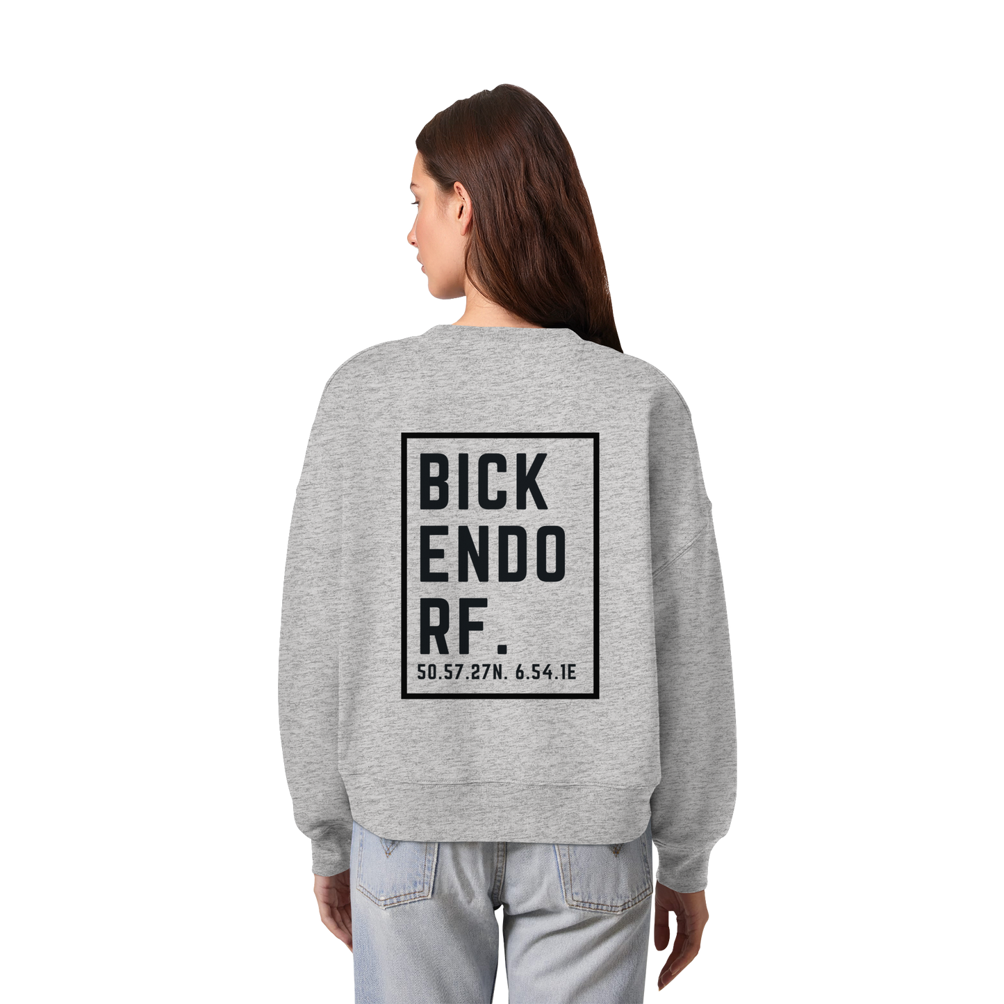 Bickendorf Koordinaten (großer Druck auf dem Rücken) - Womens Organic Boxcut Sweatshirt