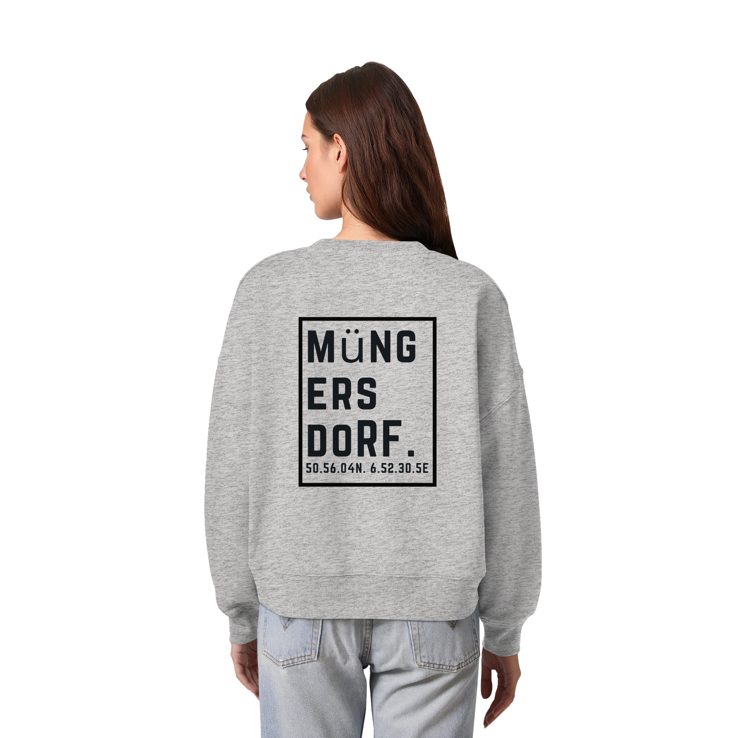 Müngersdorf Koordinaten (großer Druck auf dem Rücken) - Womens Organic Boxcut Sweatshirt