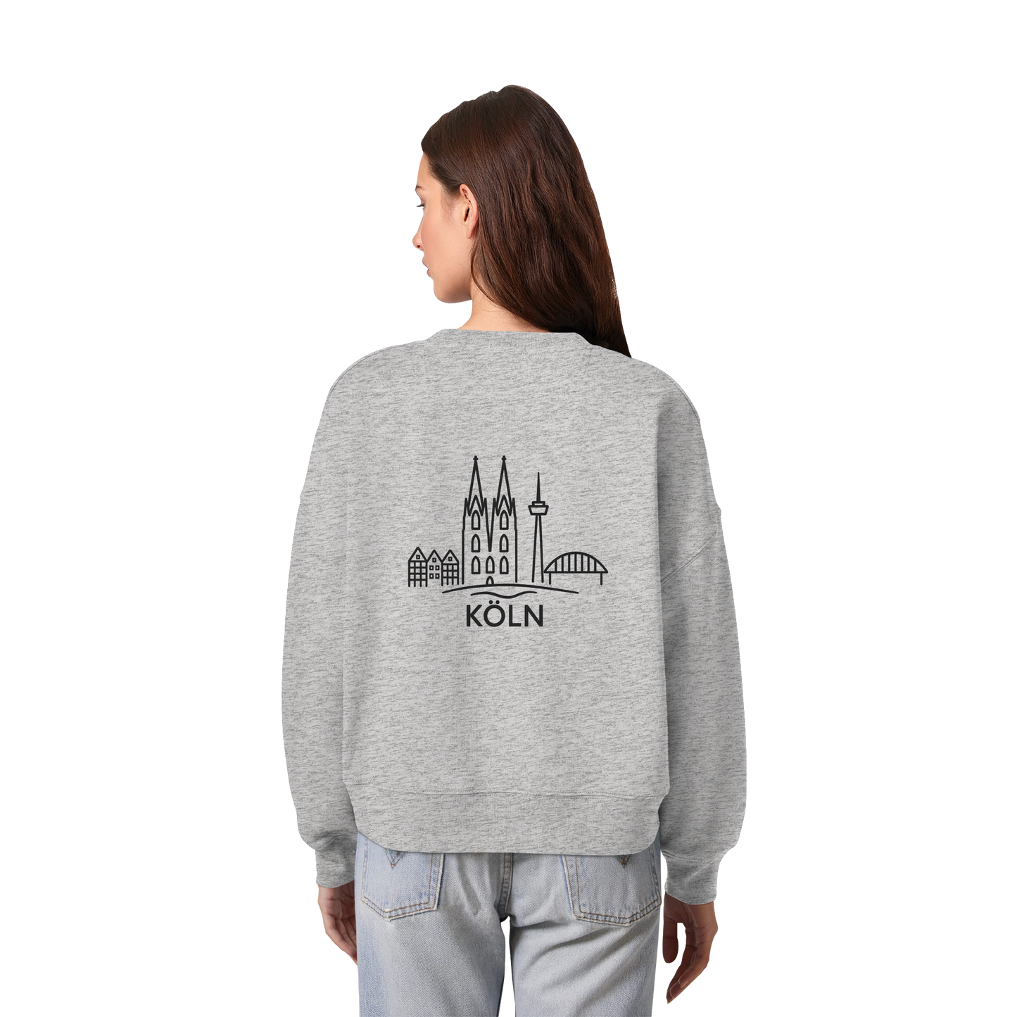 Köln Skyline (großer Druck auf dem Rücken) - Womens Organic Boxcut Sweatshirt