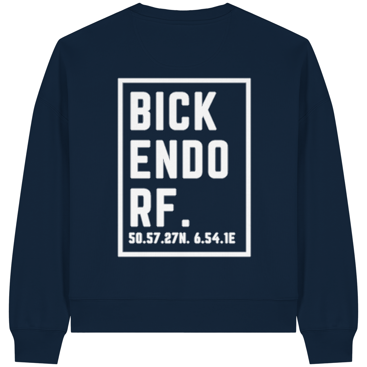 Bickendorf Koordinaten (großer Druck auf dem Rücken) - Womens Organic Boxcut Sweatshirt