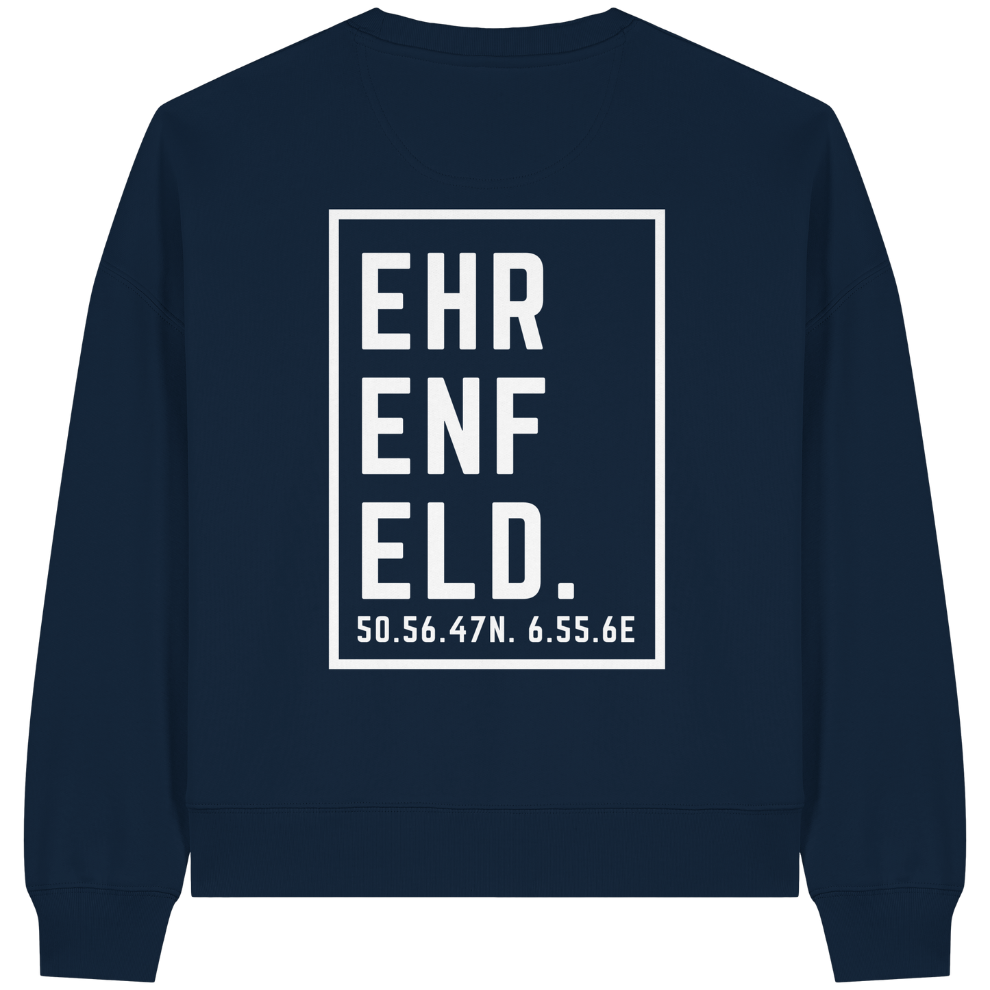 Ehrenfeld Koordinaten (großer Druck auf dem Rücken) - Womens Organic Boxcut Sweatshirt