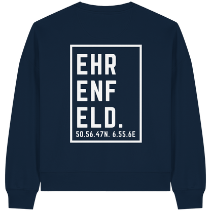Ehrenfeld Koordinaten (großer Druck auf dem Rücken) - Womens Organic Boxcut Sweatshirt