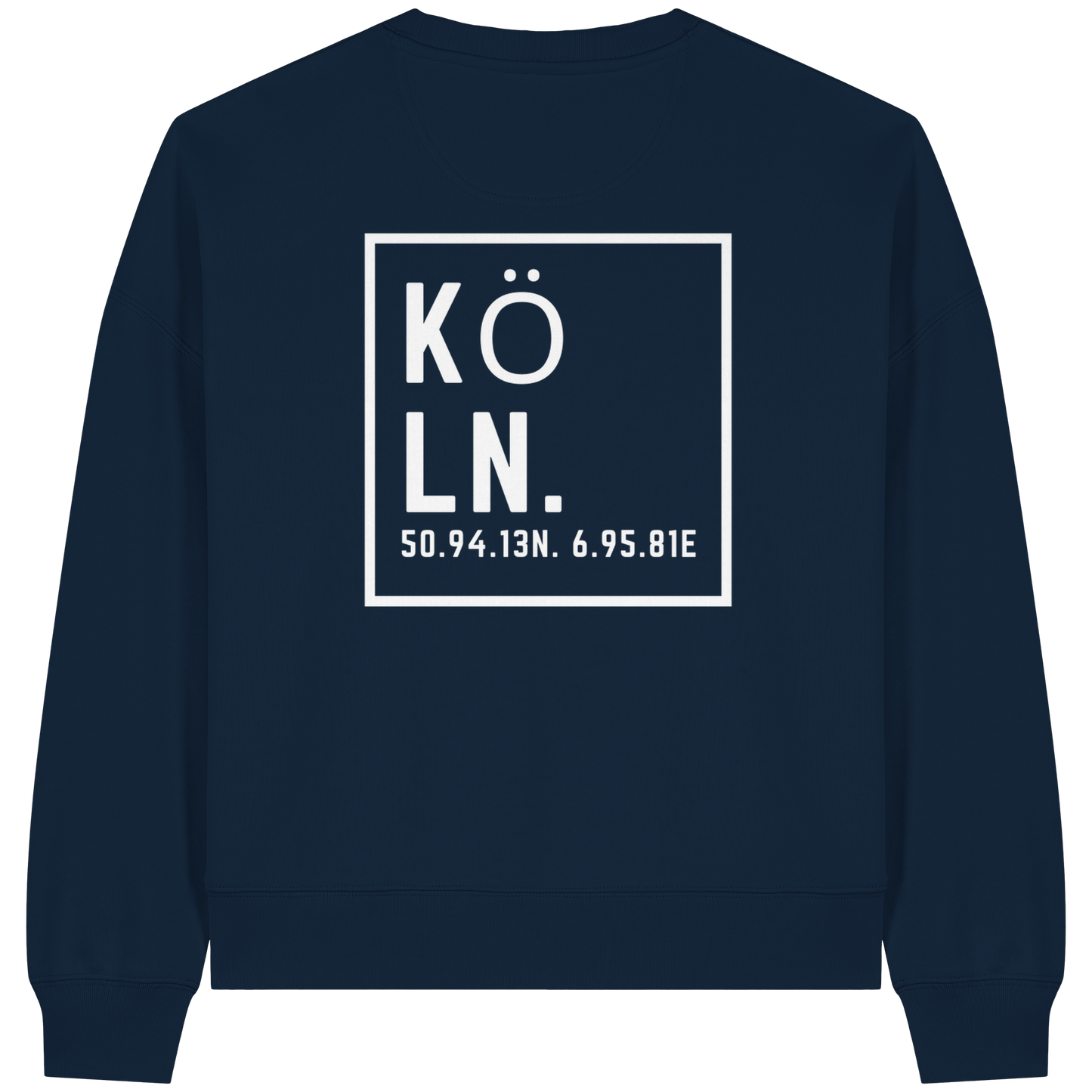 Köln Koordinaten (großer Druck auf dem Rücken) - Womens Organic Boxcut Sweatshirt