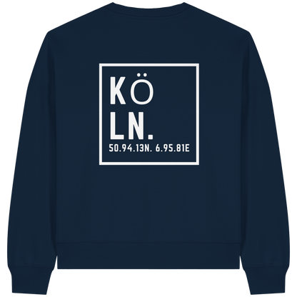 Köln Koordinaten (großer Druck auf dem Rücken) - Womens Organic Boxcut Sweatshirt