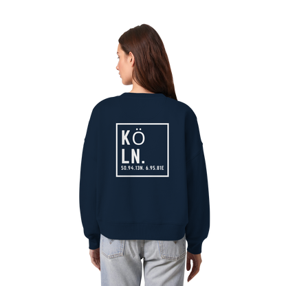 Köln Koordinaten (großer Druck auf dem Rücken) - Womens Organic Boxcut Sweatshirt