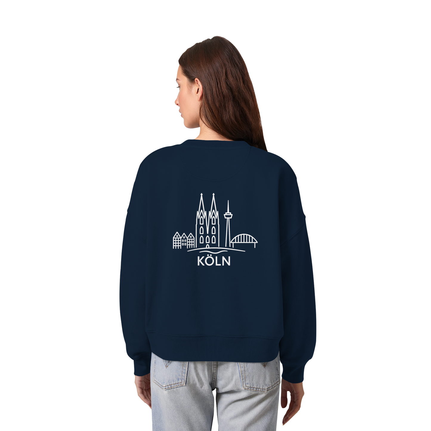 Köln Skyline (großer Druck auf dem Rücken) - Womens Organic Boxcut Sweatshirt