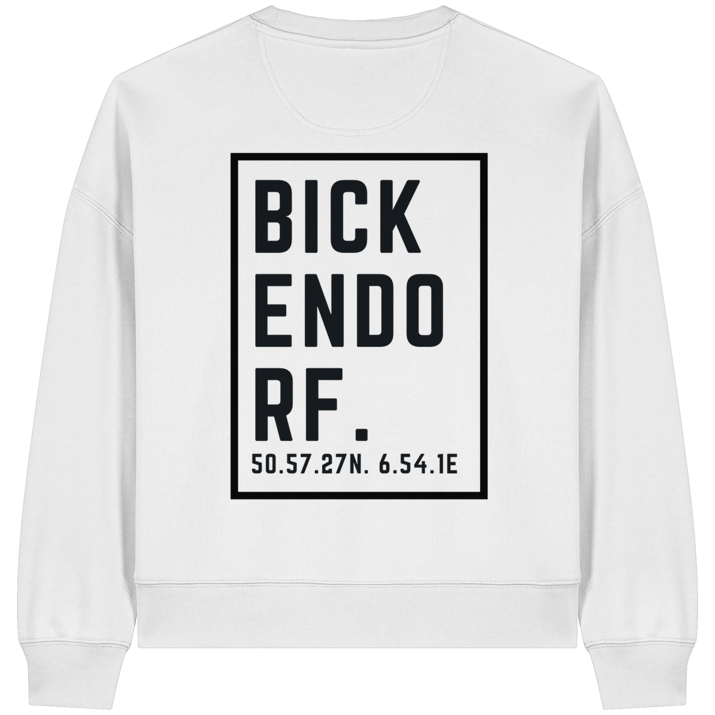 Bickendorf Koordinaten (großer Druck auf dem Rücken) - Womens Organic Boxcut Sweatshirt