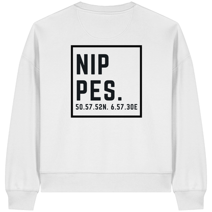 Nippes Koordinaten (großer Druck auf dem Rücken) - Womens Organic Boxcut Sweatshirt