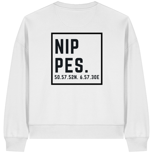 Nippes Koordinaten (großer Druck auf dem Rücken) - Womens Organic Boxcut Sweatshirt