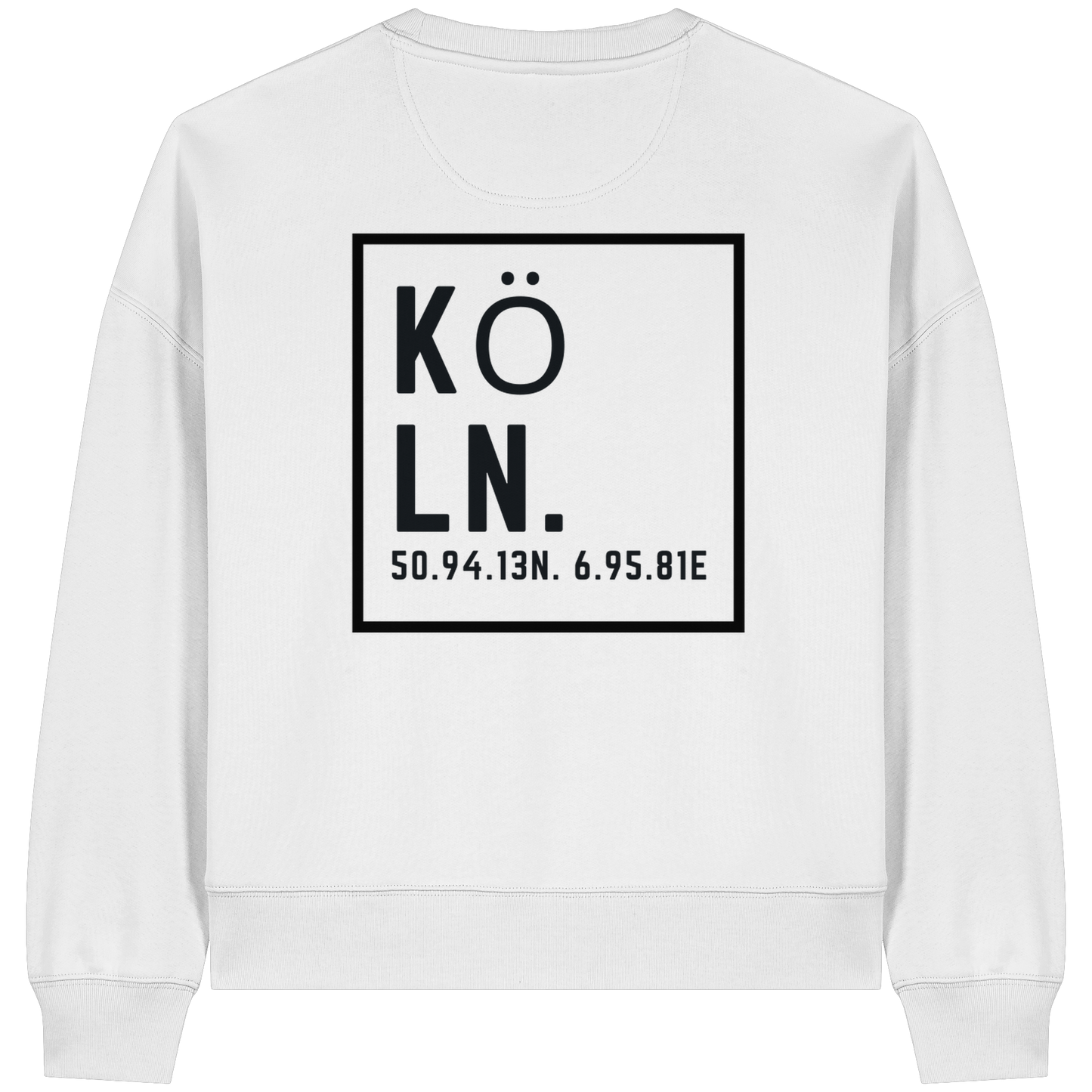 Köln Koordinaten (großer Druck auf dem Rücken) - Womens Organic Boxcut Sweatshirt