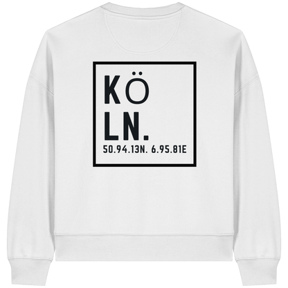 Köln Koordinaten (großer Druck auf dem Rücken) - Womens Organic Boxcut Sweatshirt
