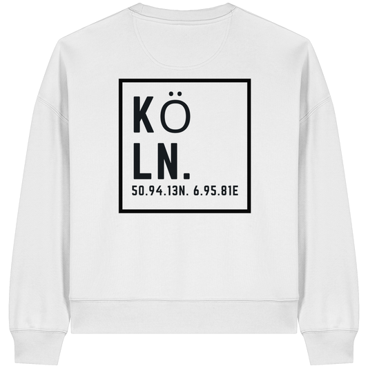Köln Koordinaten (großer Druck auf dem Rücken) - Womens Organic Boxcut Sweatshirt