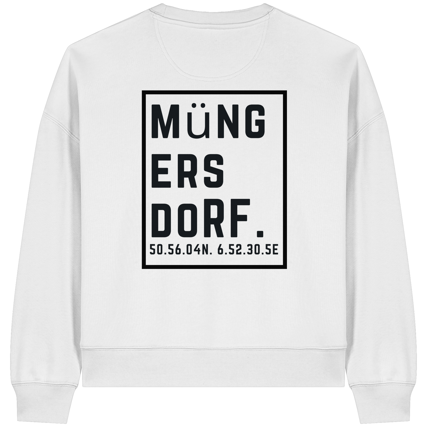 Müngersdorf Koordinaten (großer Druck auf dem Rücken) - Womens Organic Boxcut Sweatshirt