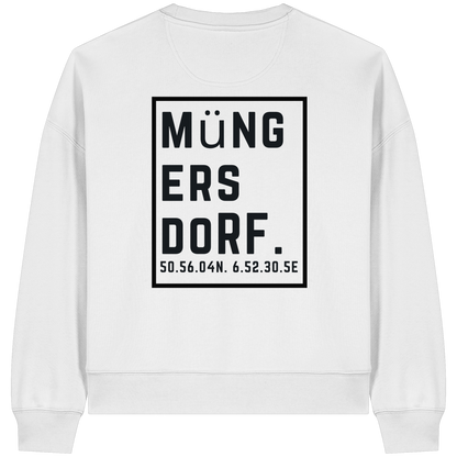 Müngersdorf Koordinaten (großer Druck auf dem Rücken) - Womens Organic Boxcut Sweatshirt