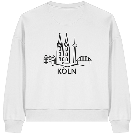 Köln Skyline (großer Druck auf dem Rücken) - Womens Organic Boxcut Sweatshirt