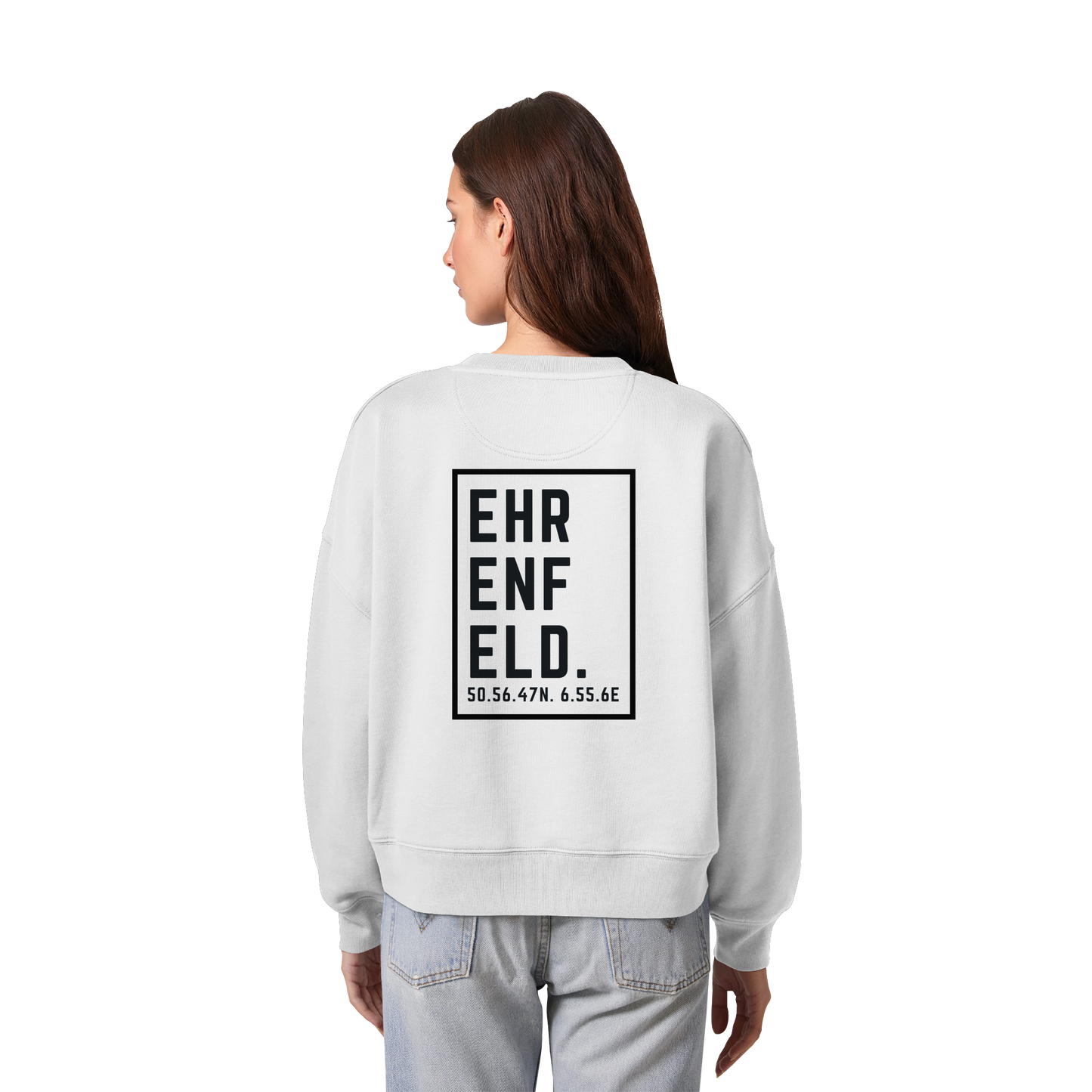 Ehrenfeld Koordinaten (großer Druck auf dem Rücken) - Womens Organic Boxcut Sweatshirt