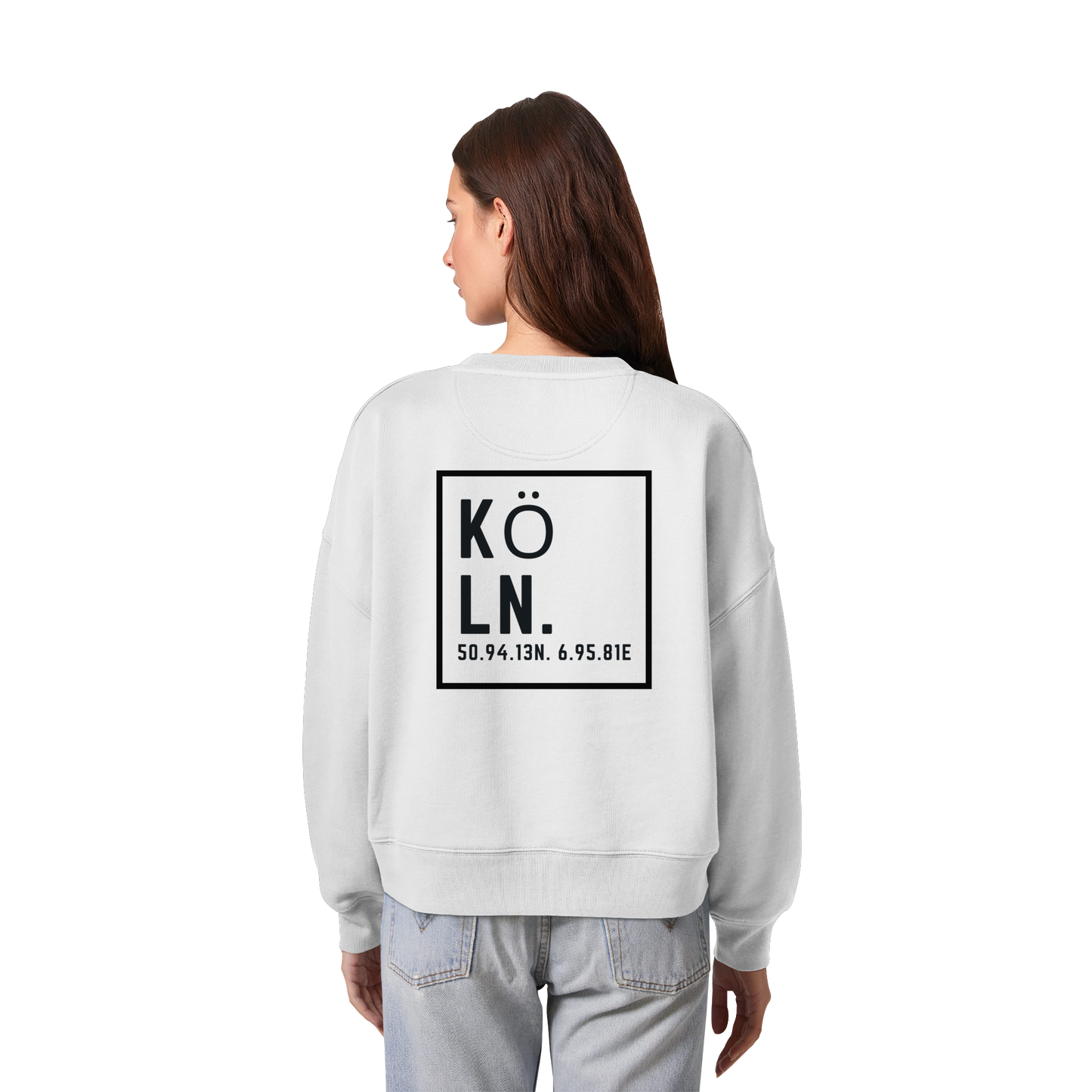 Köln Koordinaten (großer Druck auf dem Rücken) - Womens Organic Boxcut Sweatshirt