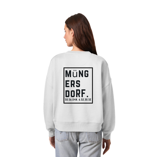 Müngersdorf Koordinaten (großer Druck auf dem Rücken) - Womens Organic Boxcut Sweatshirt