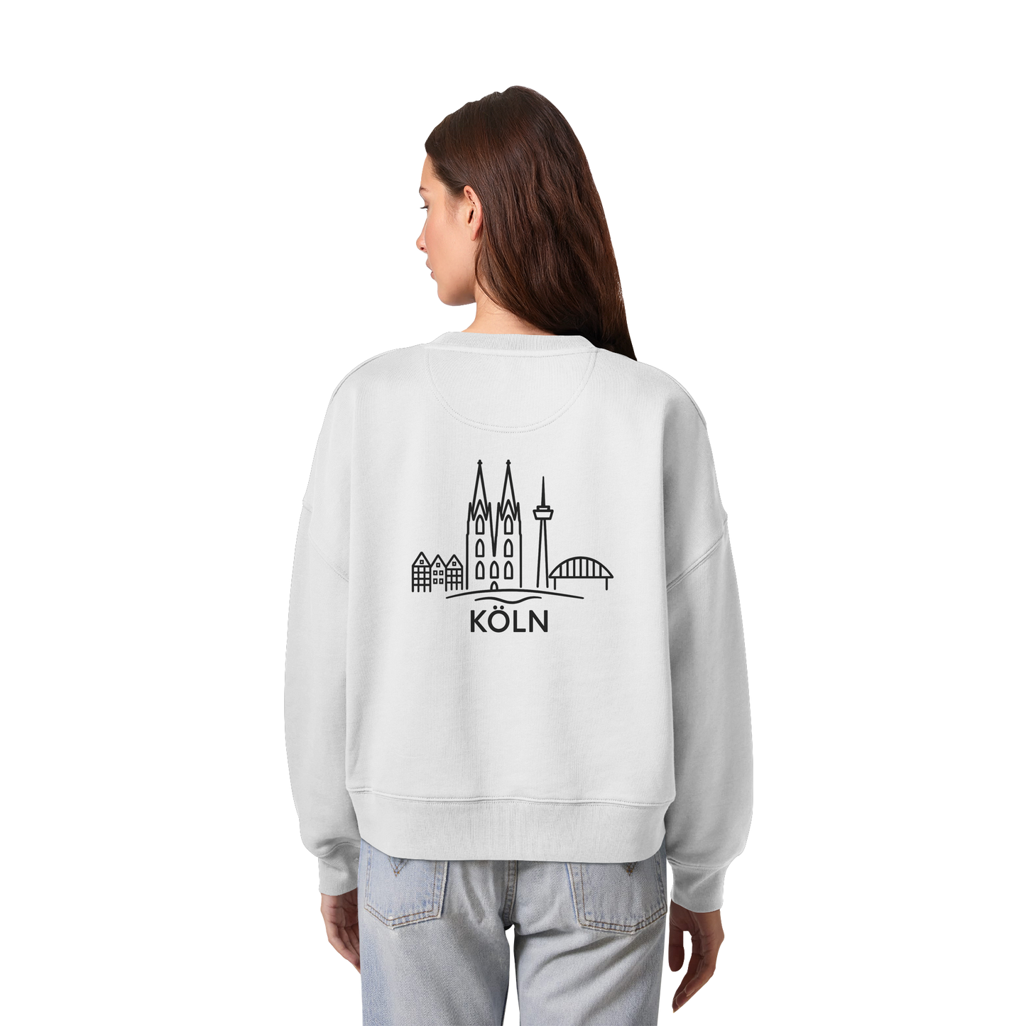 Köln Skyline (großer Druck auf dem Rücken) - Womens Organic Boxcut Sweatshirt