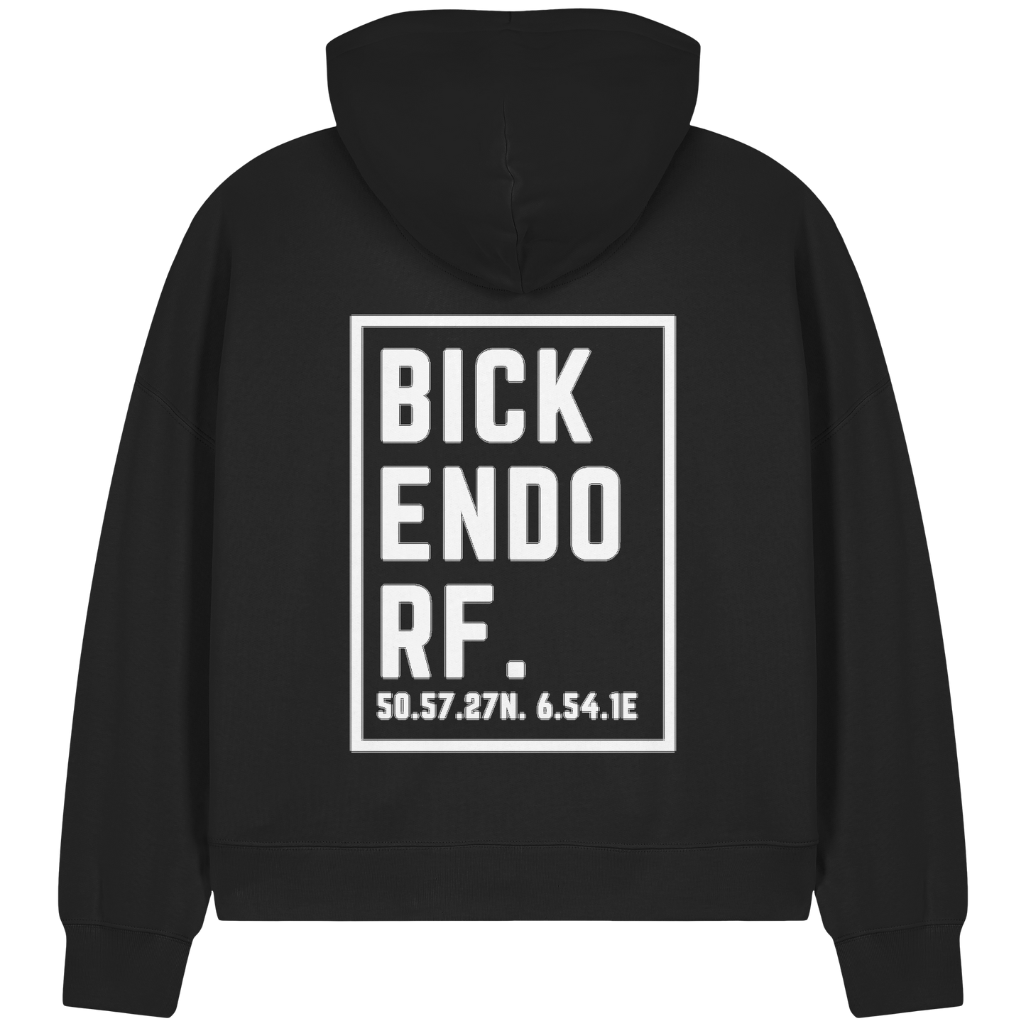Bickendorf Koordinaten (großer Druck auf dem Rücken) - Womens Organic Boxcut Zipper