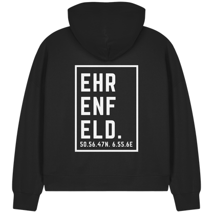Ehrenfeld Koordinaten (großer Druck auf dem Rücken) - Womens Organic Boxcut Zipper
