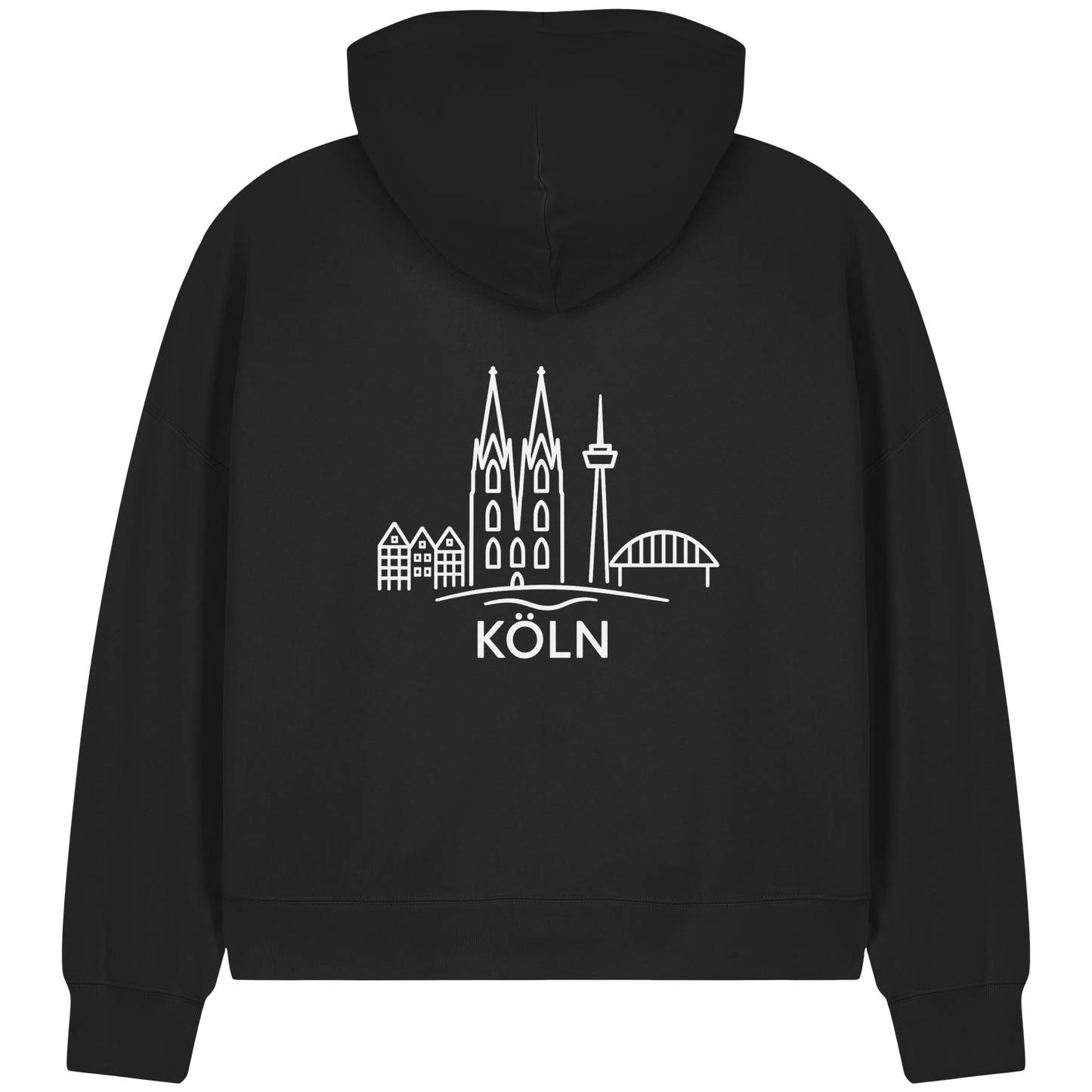 Köln Skyline (großer Druck auf dem Rücken) - Womens Organic Boxcut Zipper