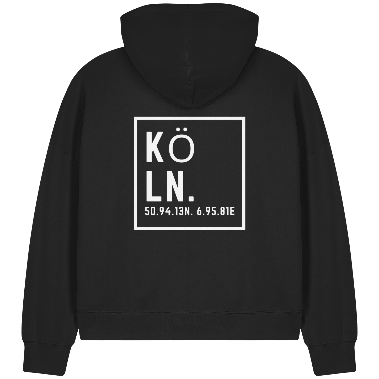 Köln Koordinaten (großer Druck auf dem Rücken) - Womens Organic Boxcut Zipper