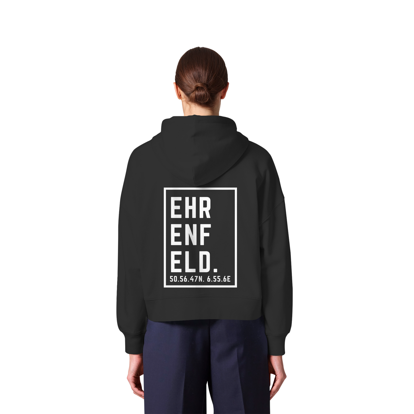 Ehrenfeld Koordinaten (großer Druck auf dem Rücken) - Womens Organic Boxcut Zipper