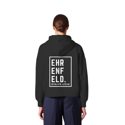 Ehrenfeld Koordinaten (großer Druck auf dem Rücken) - Womens Organic Boxcut Zipper