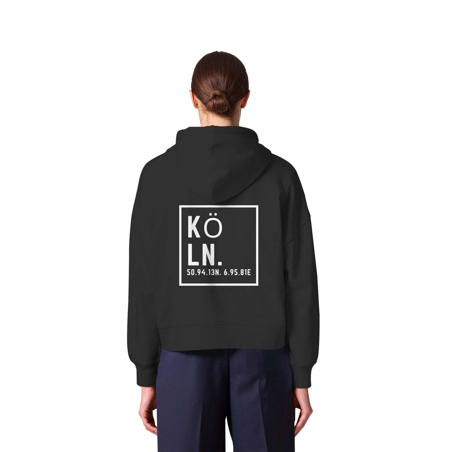 Köln Koordinaten (großer Druck auf dem Rücken) - Womens Organic Boxcut Zipper