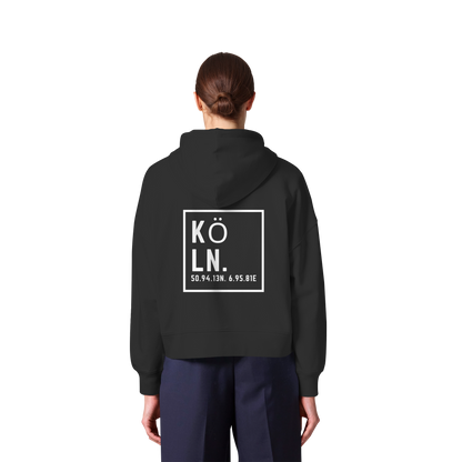 Köln Koordinaten (großer Druck auf dem Rücken) - Womens Organic Boxcut Zipper