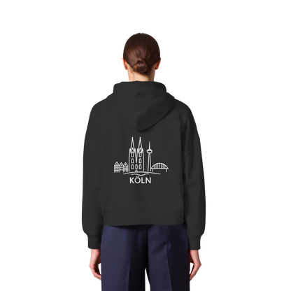 Köln Skyline (großer Druck auf dem Rücken) - Womens Organic Boxcut Zipper