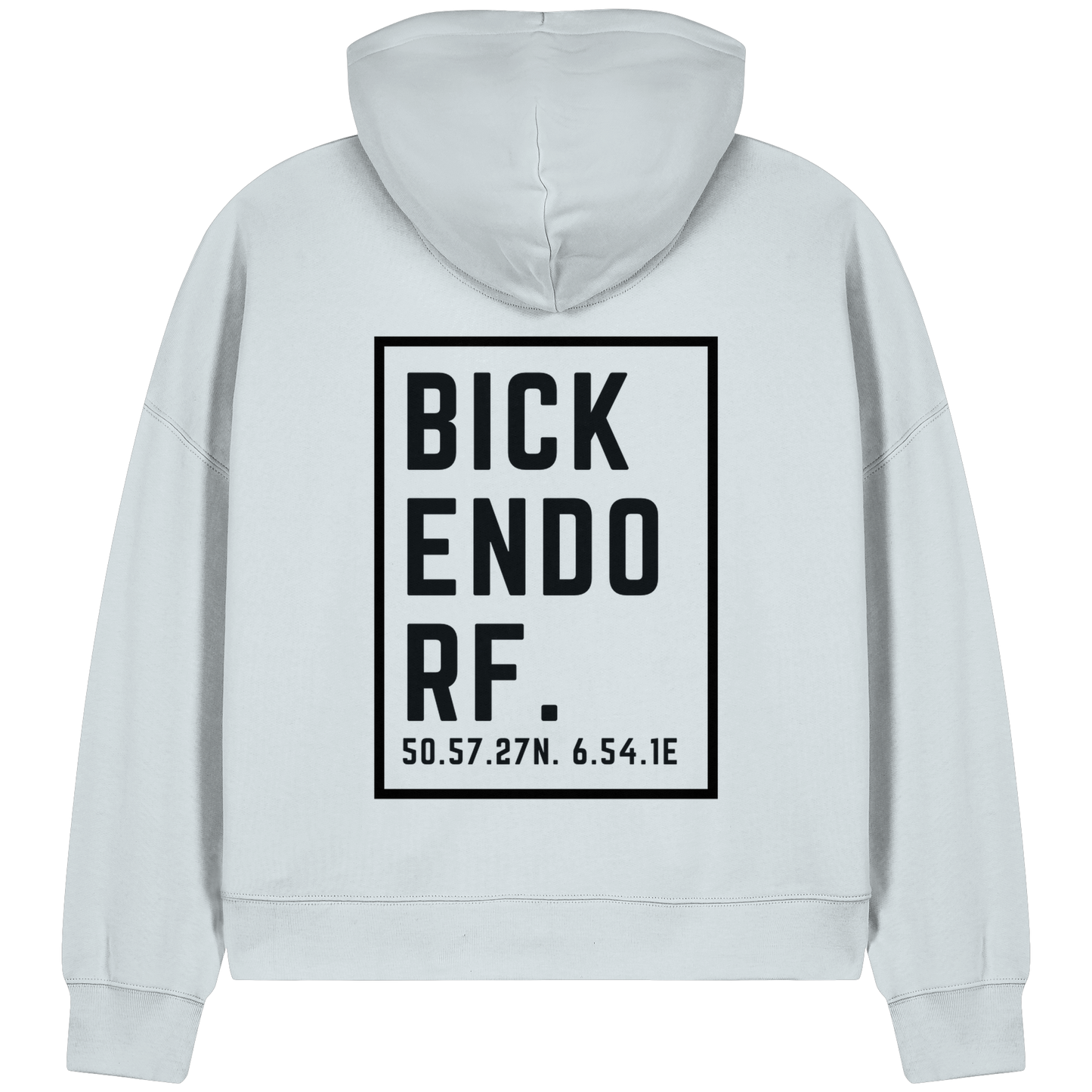 Bickendorf Koordinaten (großer Druck auf dem Rücken) - Womens Organic Boxcut Zipper