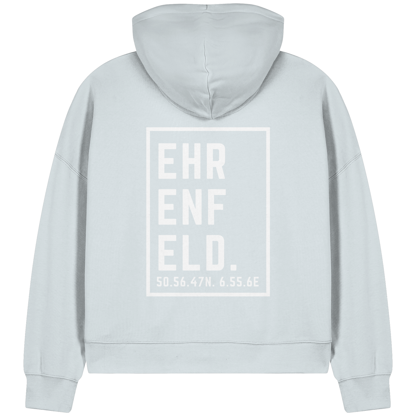Ehrenfeld Koordinaten (großer Druck auf dem Rücken) - Womens Organic Boxcut Zipper
