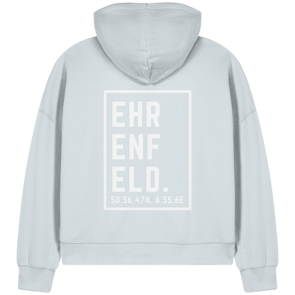 Ehrenfeld Koordinaten (großer Druck auf dem Rücken) - Womens Organic Boxcut Zipper
