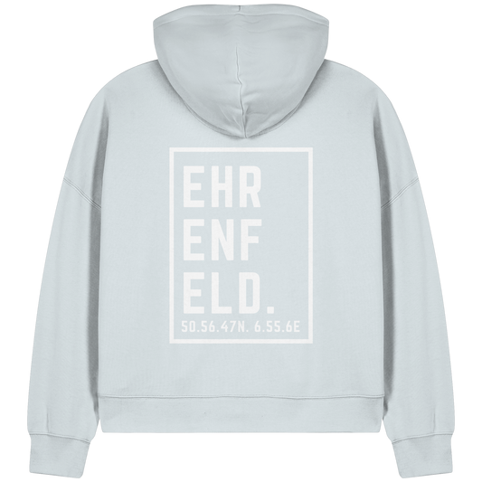 Ehrenfeld Koordinaten (großer Druck auf dem Rücken) - Womens Organic Boxcut Zipper
