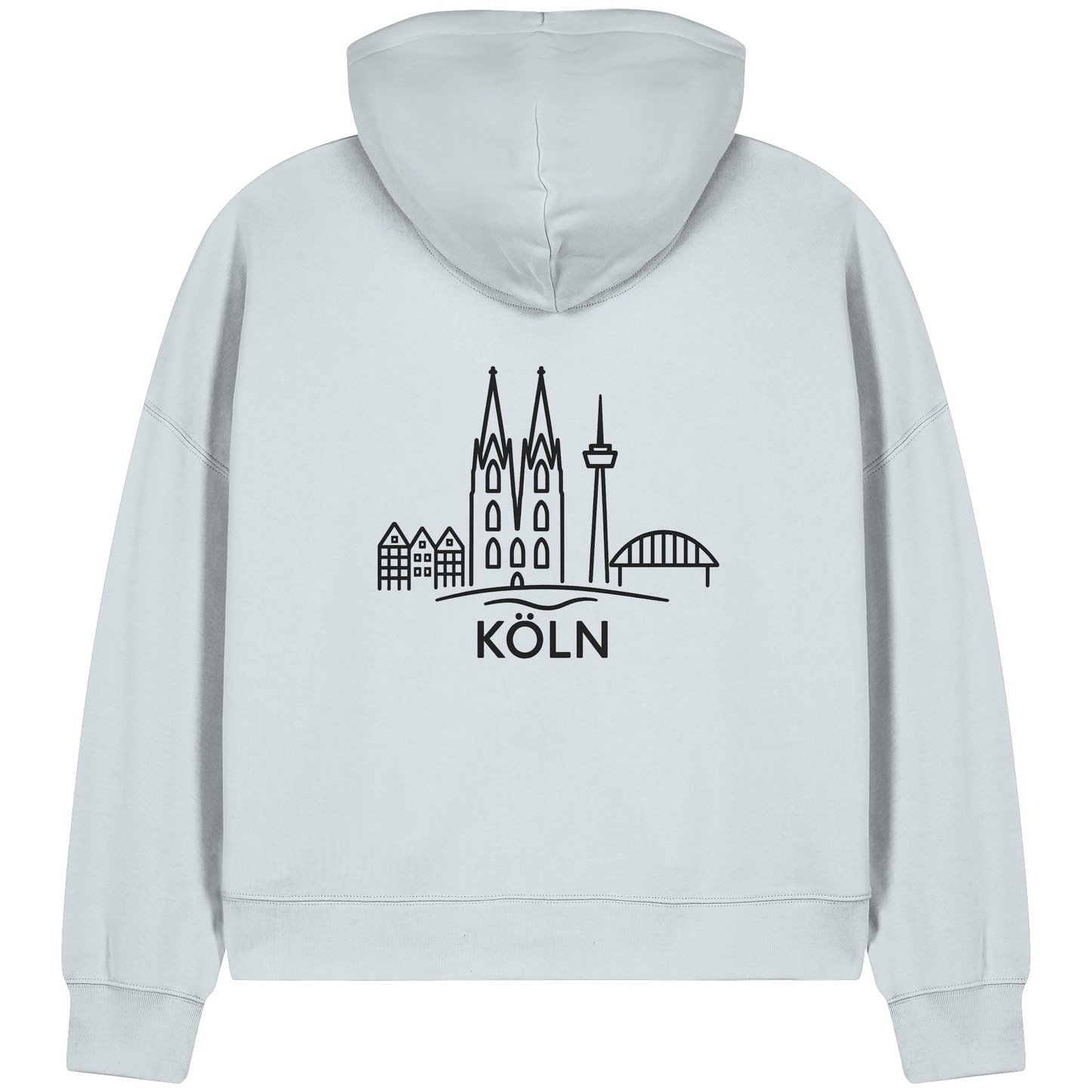Köln Skyline (großer Druck auf dem Rücken) - Womens Organic Boxcut Zipper
