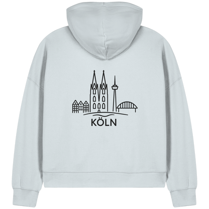 Köln Skyline (großer Druck auf dem Rücken) - Womens Organic Boxcut Zipper