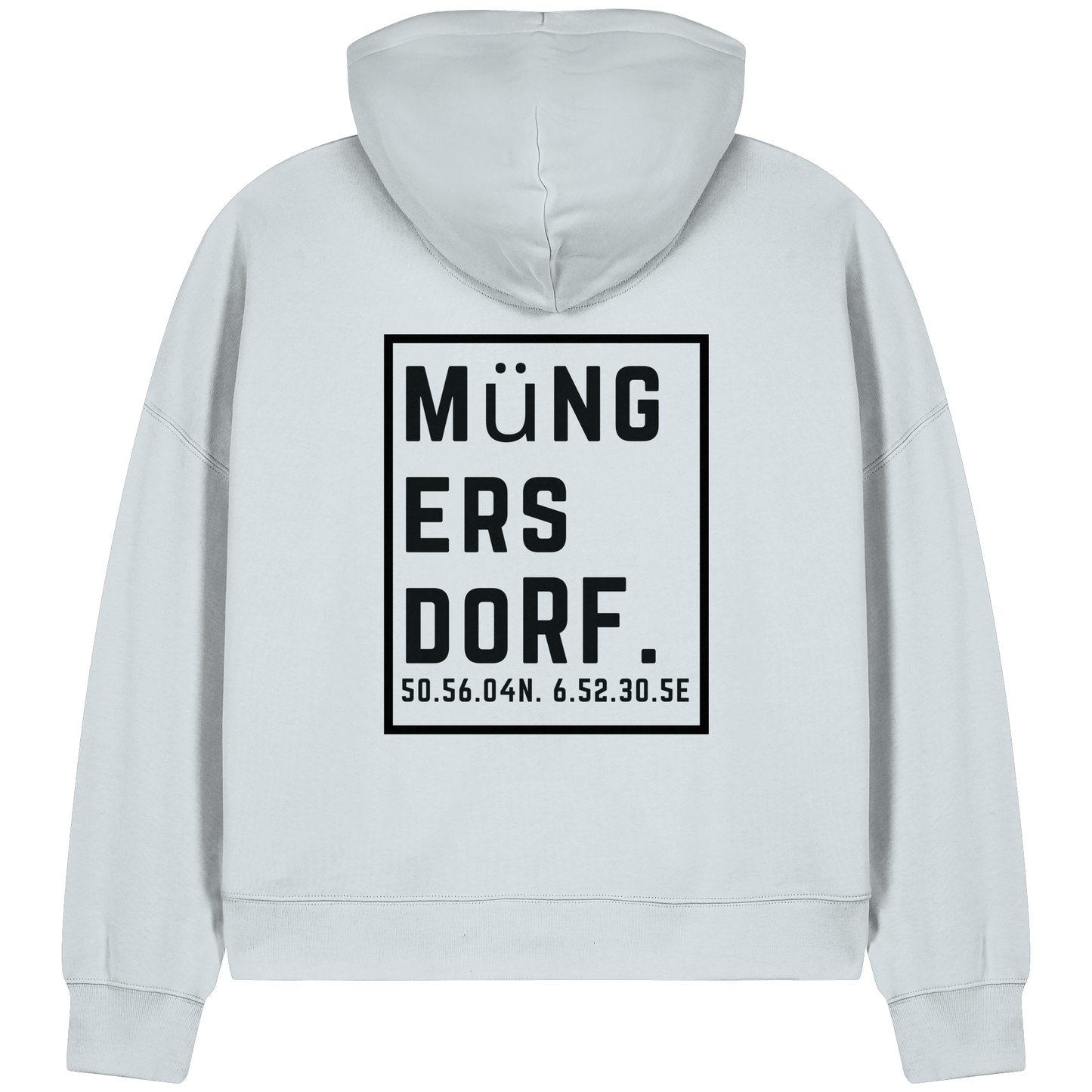 Müngersdorf Koordinaten (großer Druck auf dem Rücken) - Womens Organic Boxcut Zipper