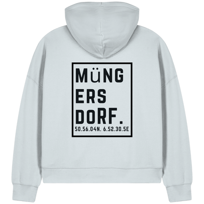 Müngersdorf Koordinaten (großer Druck auf dem Rücken) - Womens Organic Boxcut Zipper