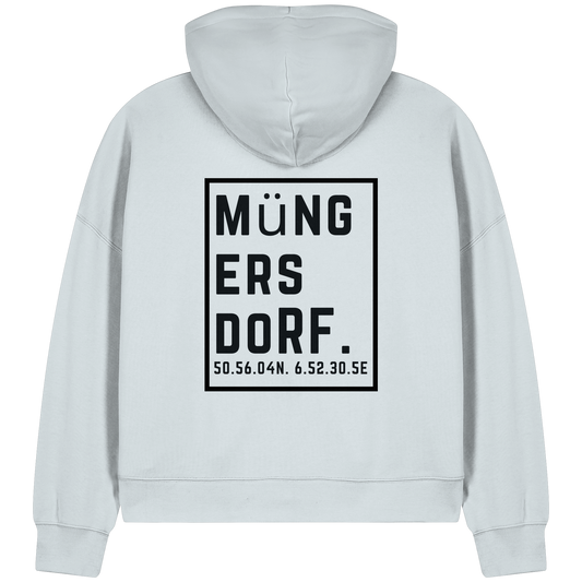 Müngersdorf Koordinaten (großer Druck auf dem Rücken) - Womens Organic Boxcut Zipper