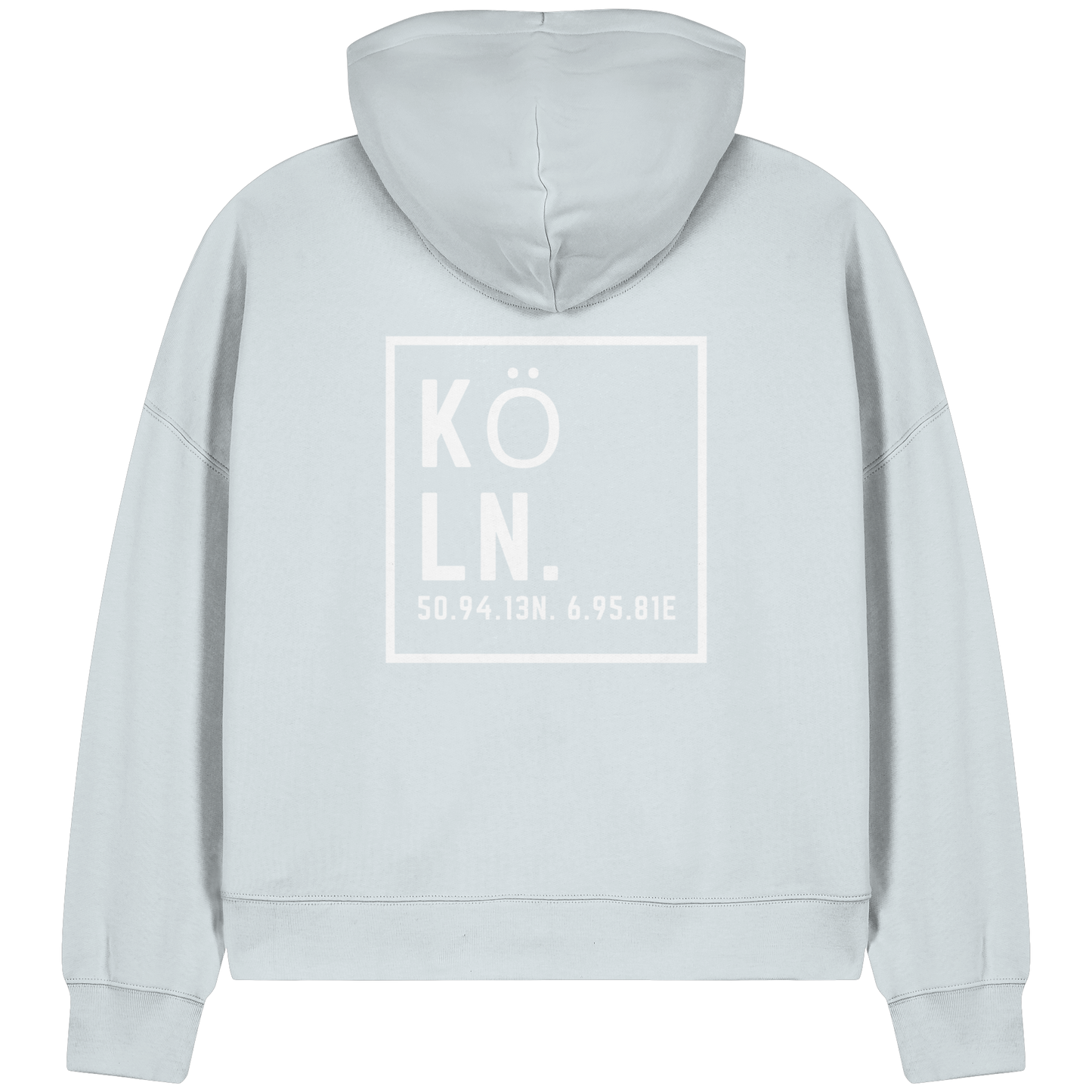Köln Koordinaten (großer Druck auf dem Rücken) - Womens Organic Boxcut Zipper