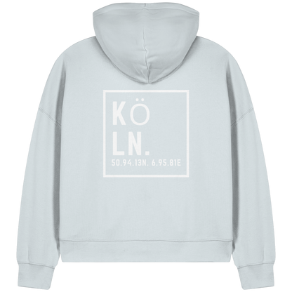 Köln Koordinaten (großer Druck auf dem Rücken) - Womens Organic Boxcut Zipper