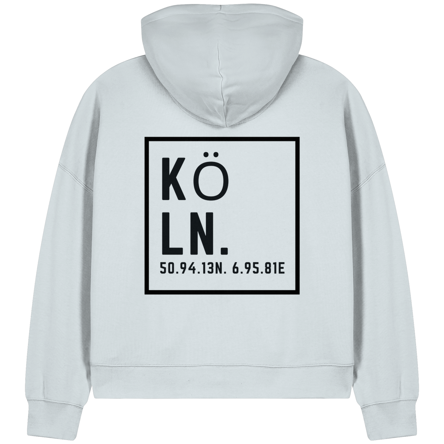 Köln Koordinaten (großer Druck auf dem Rücken) - Womens Organic Boxcut Zipper
