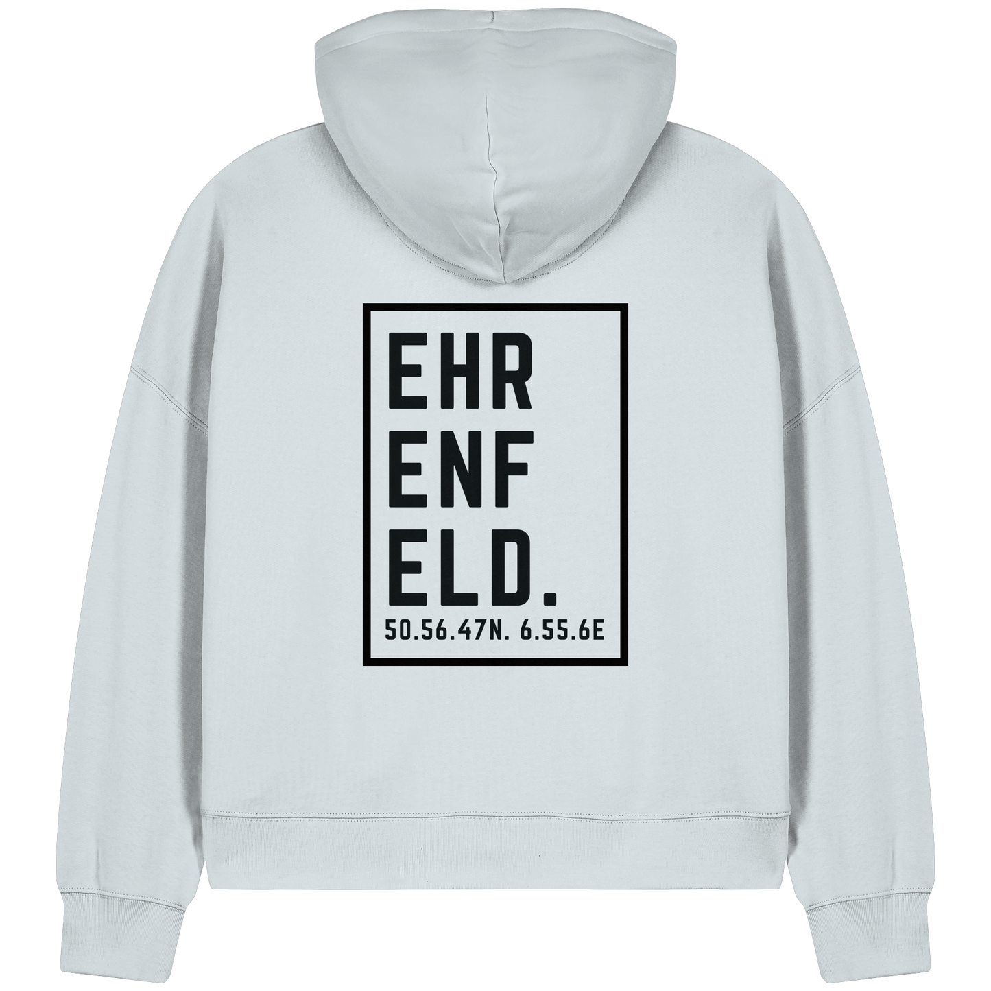 Ehrenfeld Koordinaten (großer Druck auf dem Rücken) - Womens Organic Boxcut Zipper